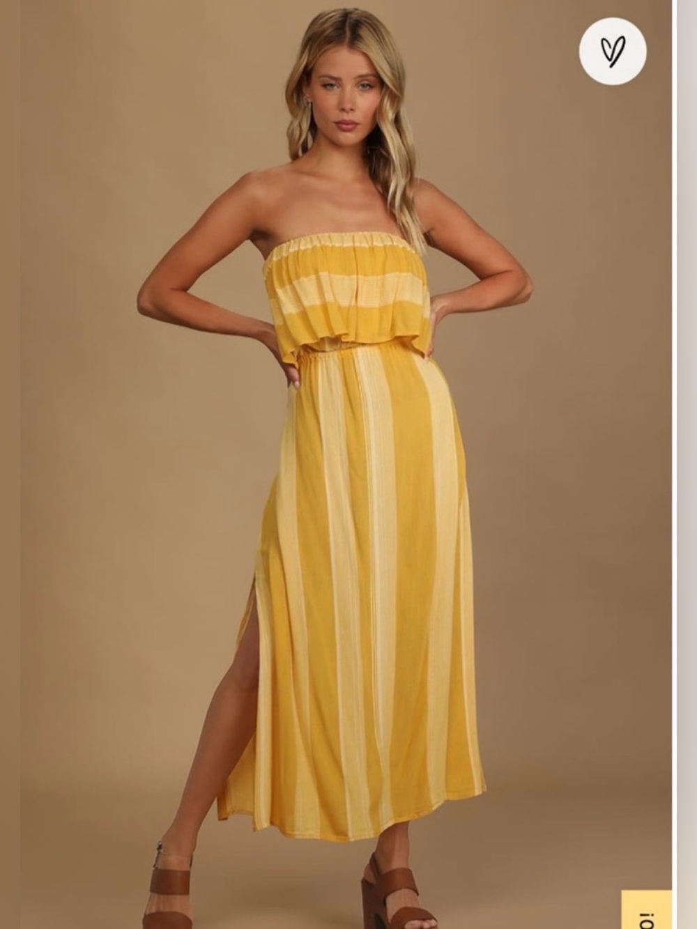 O'neill Women’s Strapless Midi Dress in Yellow Size Medium